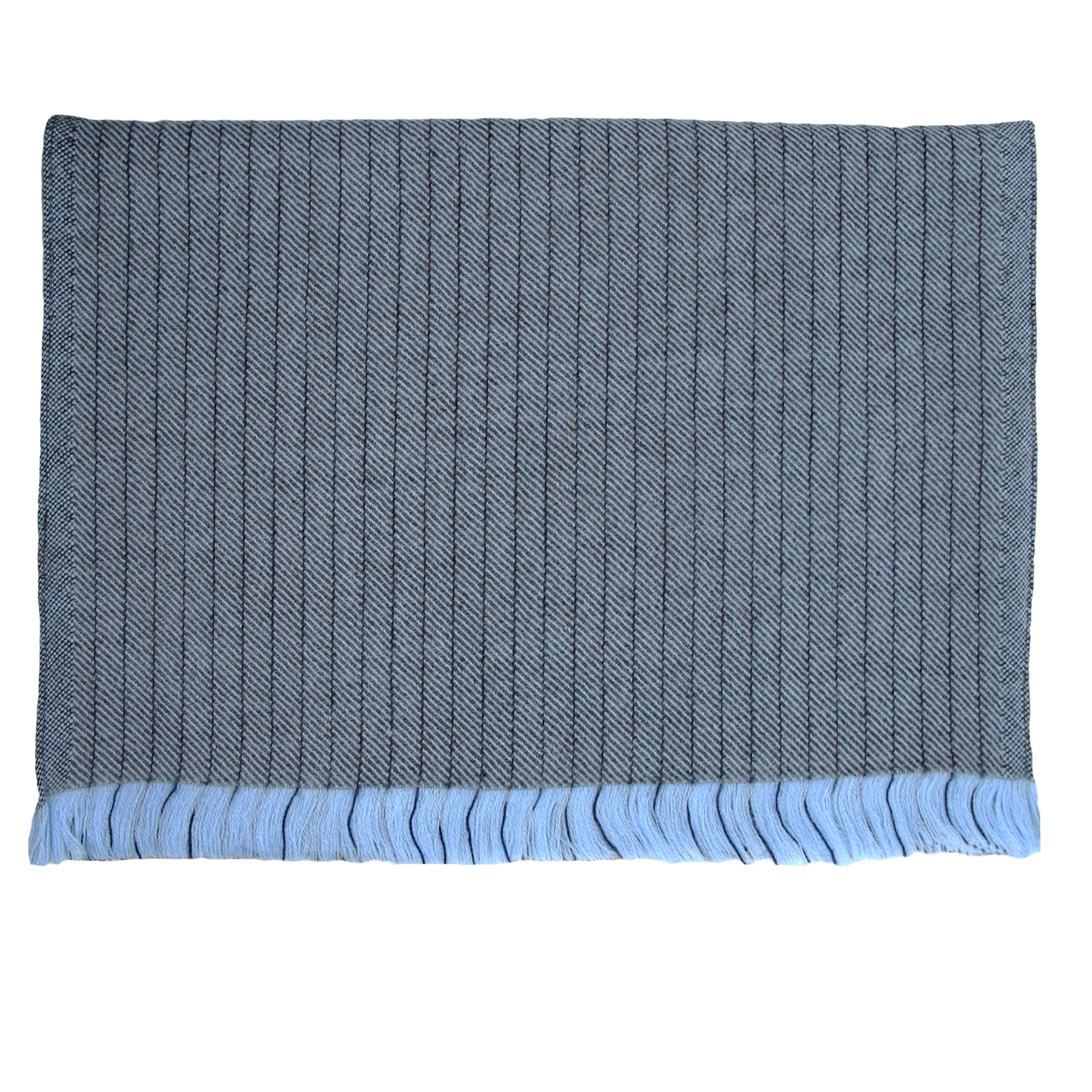 Echarpe bleue rayée en laine