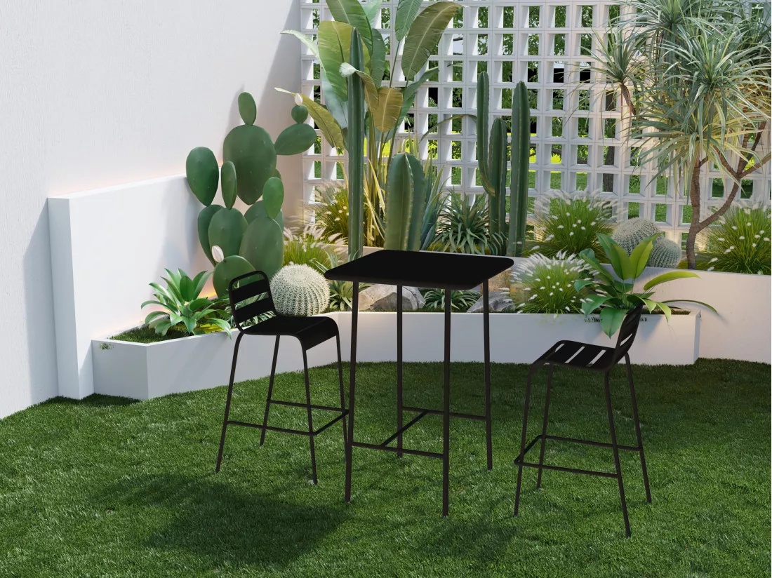 Table haute de jardin L.70 cm en métal - Noir - MIRMANDE de MYLIA