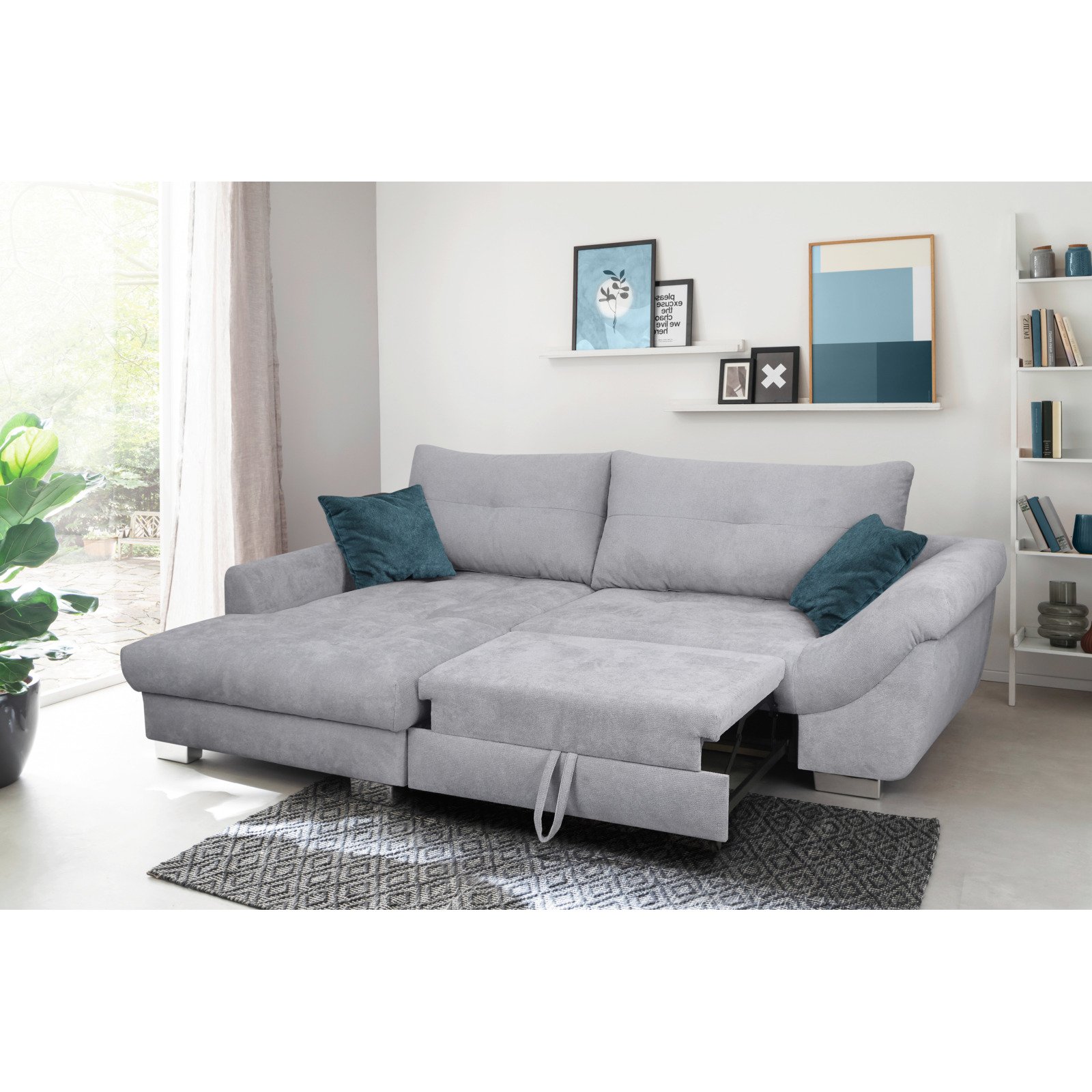 Ecksofa Carmen Stoff grau, Recamière links