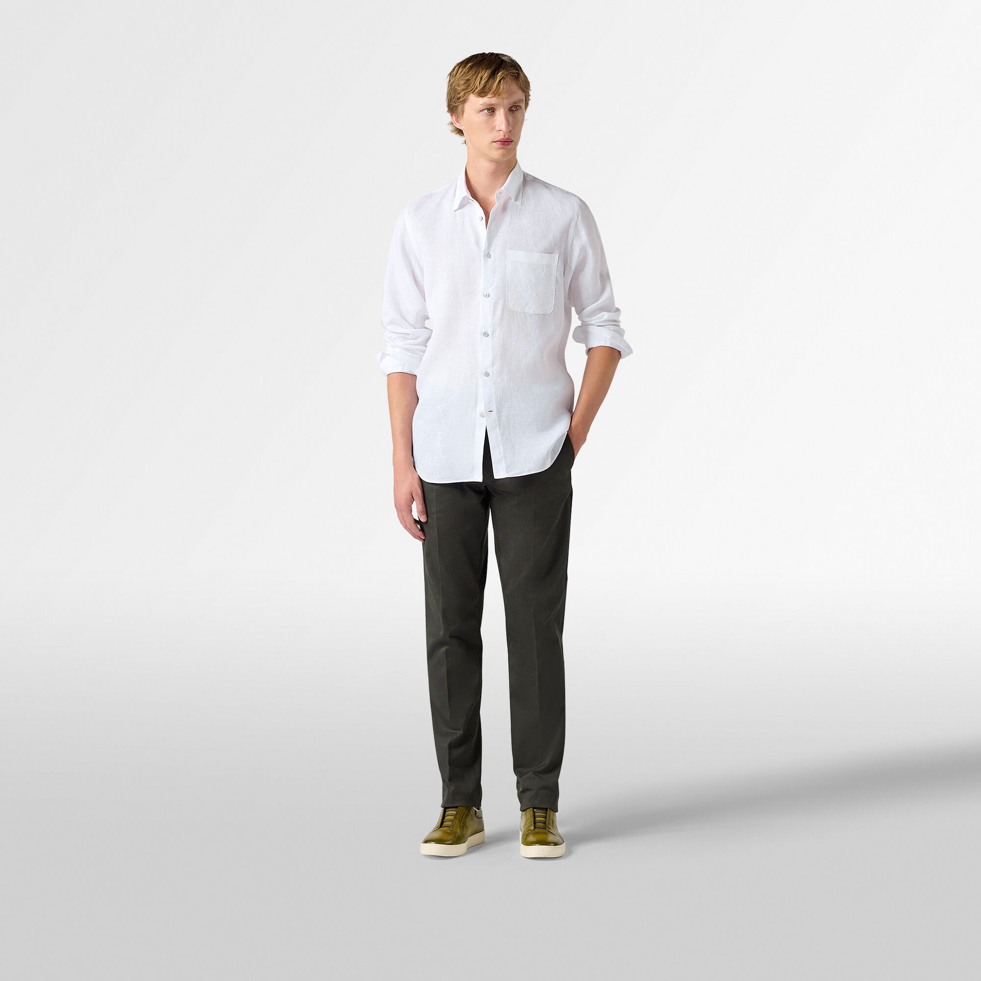 Chemise En Lin Avec Poche Scritto