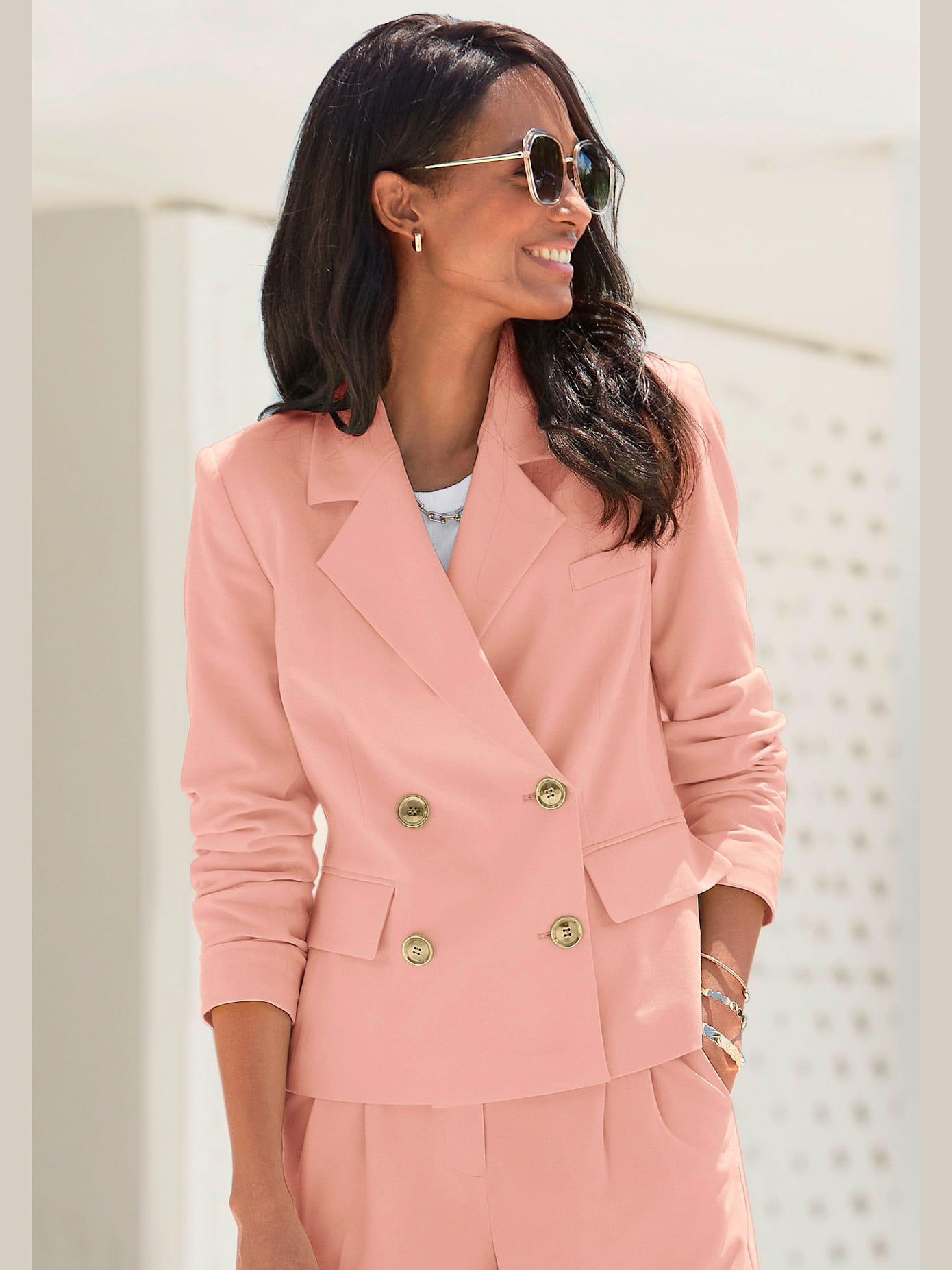 Blazer court blazer doublé avec col à revers pour elle
