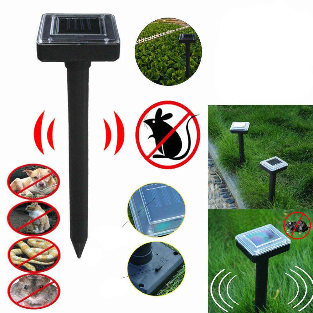 (2er Set) Ultraschall Schädlings Bekämpfer Wildtier Abwehr Infrarot Schreck (Solarbetrieben) - Schwarz
