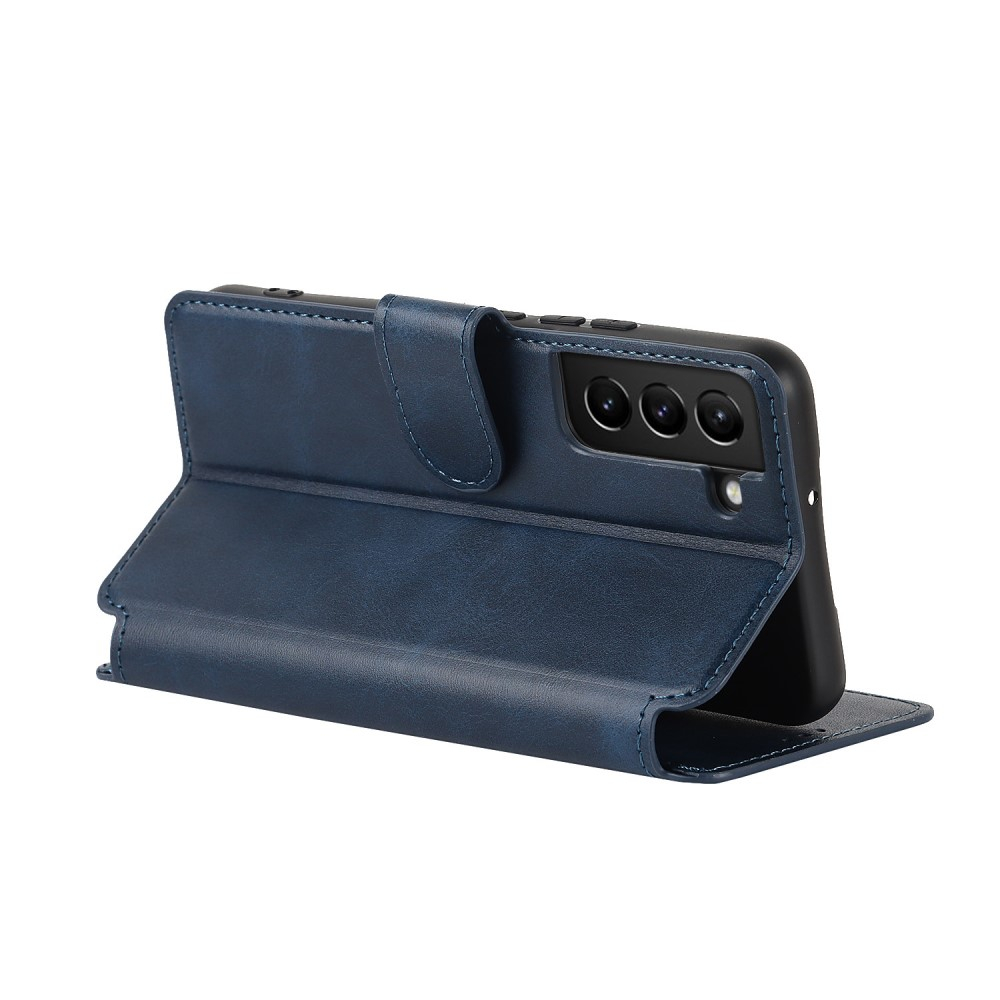 Samsung Galaxy S22 5G Leder Tasche mit Kartenfach im Retro Style - Dunkelblau
