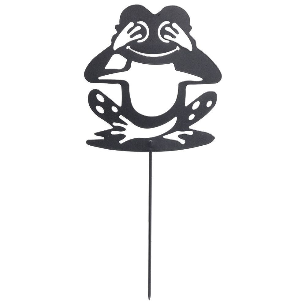 Animal déco à planter grenouille métal noir H37cm