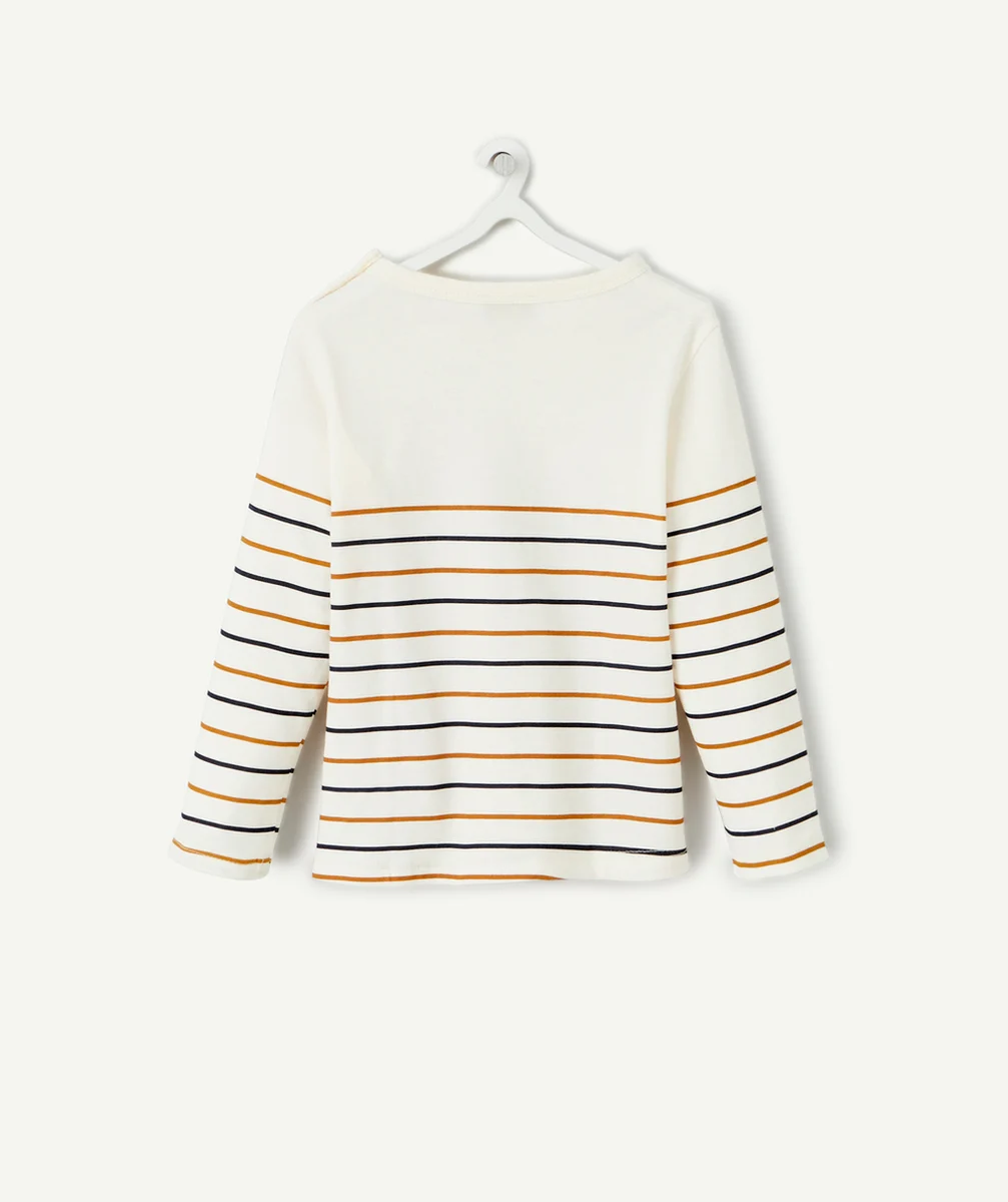 T-SHIRT BÉBÉ GARÇON EN COTON BIO ÉCRU RAYÉ