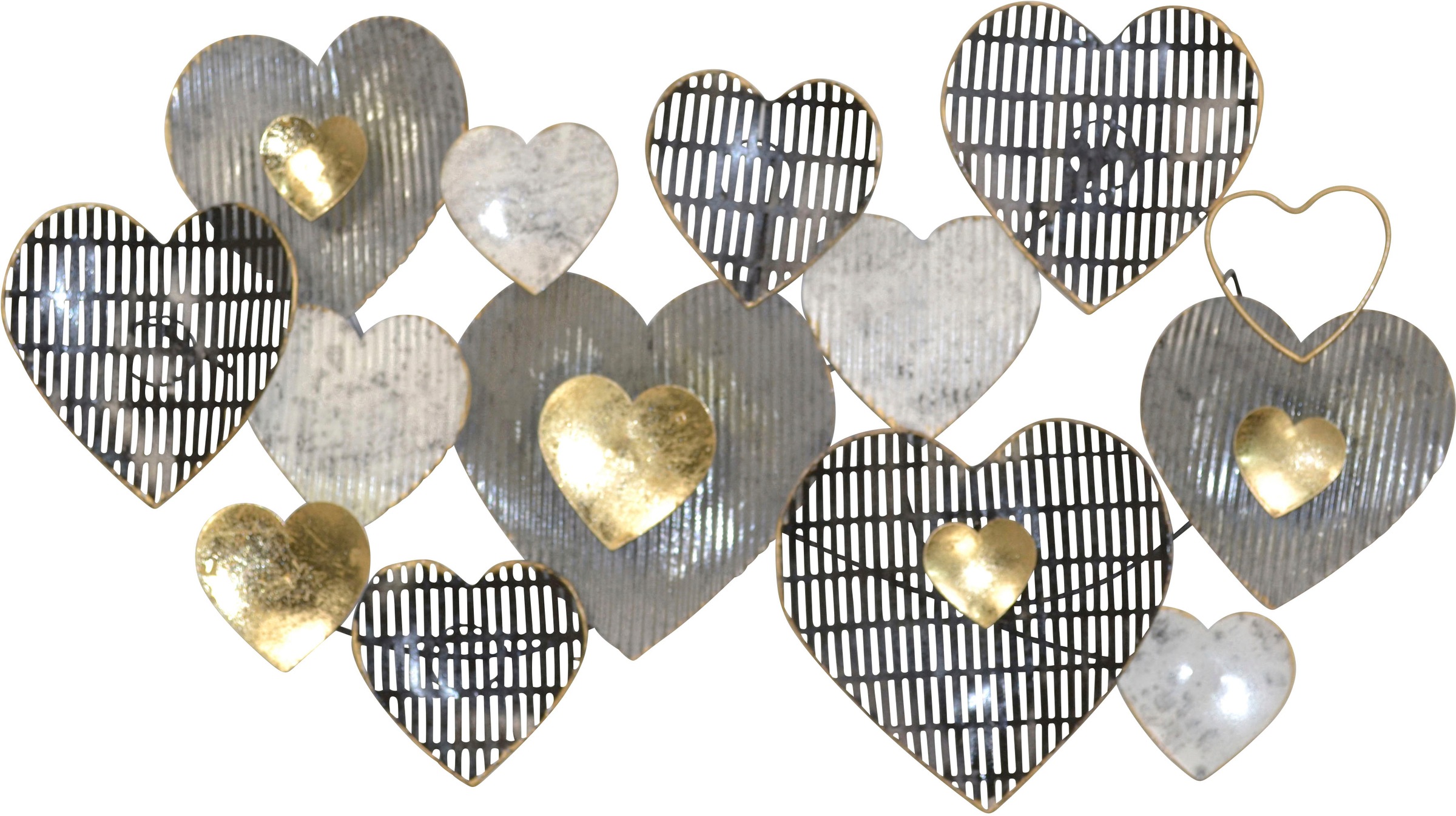 HOFMANN LIVING AND MORE Wanddekoobjekt »Wanddekoration« verschiedene Herzen aus Metall