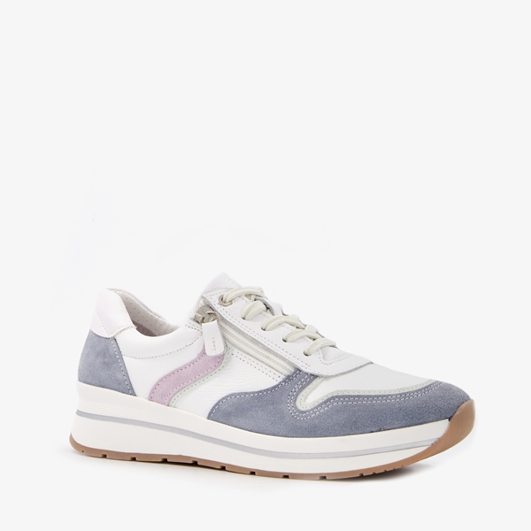 Hush Puppies leren dames sneakers met blauw suede