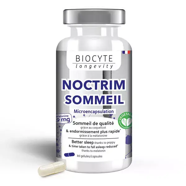 Biocyte Noctrim Auxiliar do Sono Melatonina 1,9 mg Papoula 30 Cápsulas