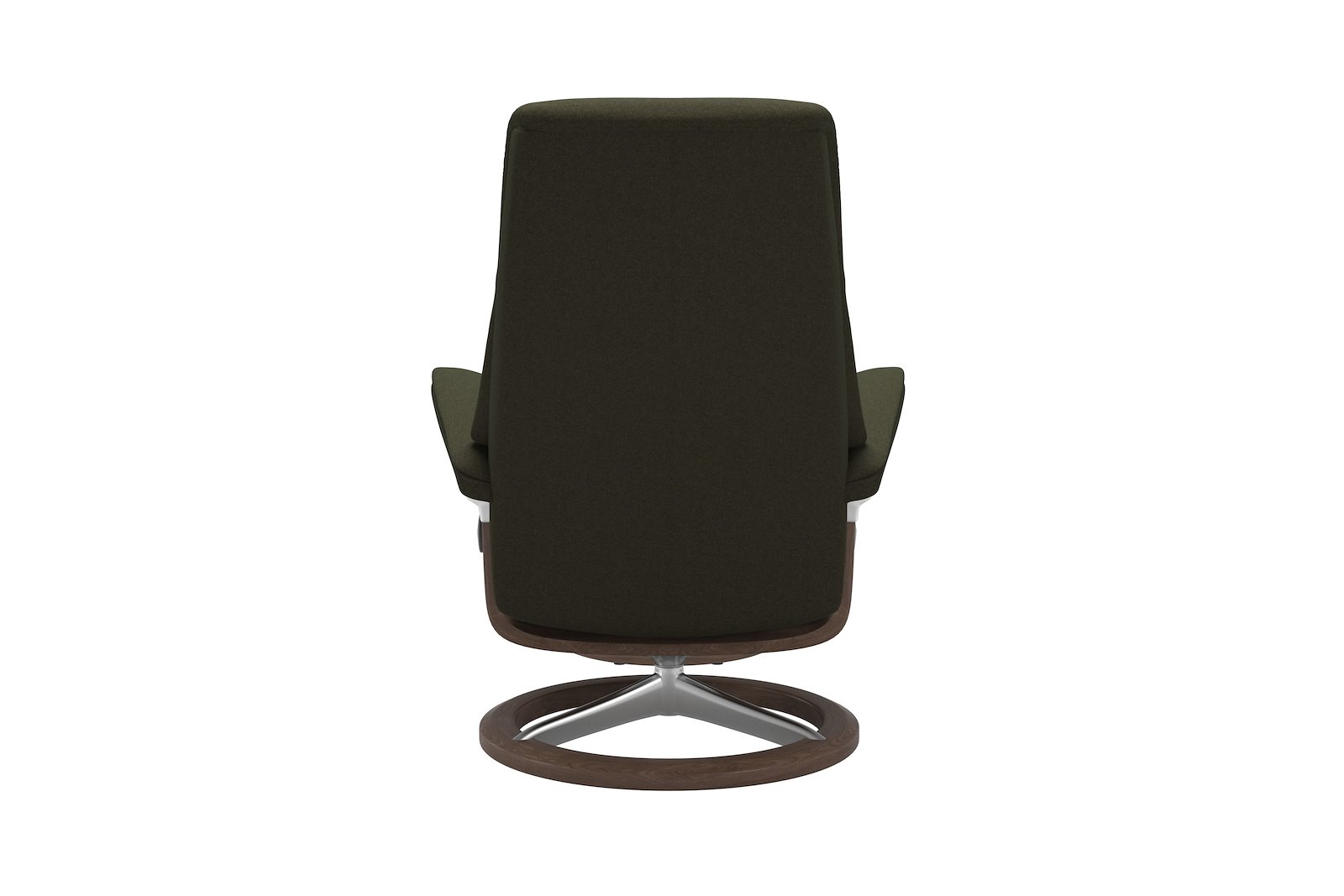 View lenestol med krakk Tekstil Calido Green – Signature understell – Alu – Valnøtt - Medium