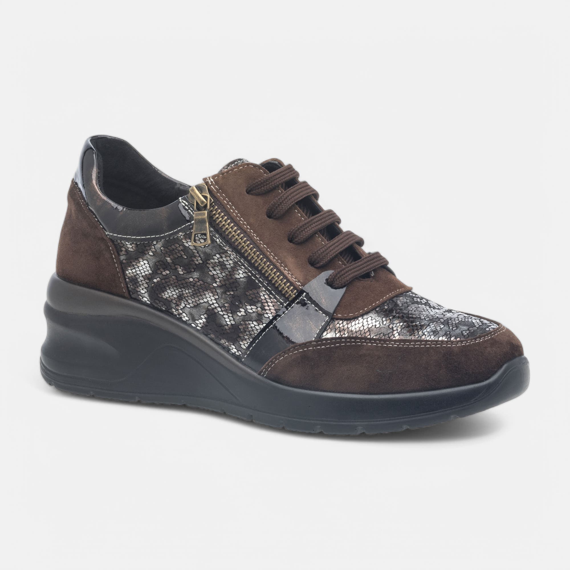 Baskets basses Femme en cuir marron