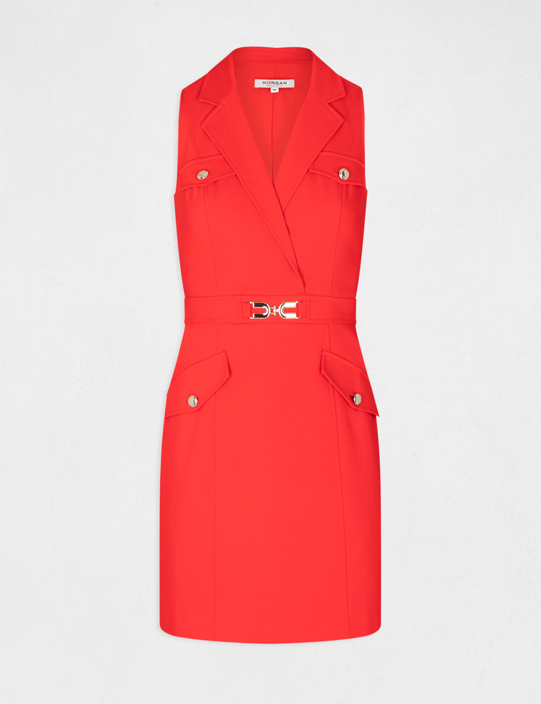 Robe droite avec ornement métallique rouge femme - rouge