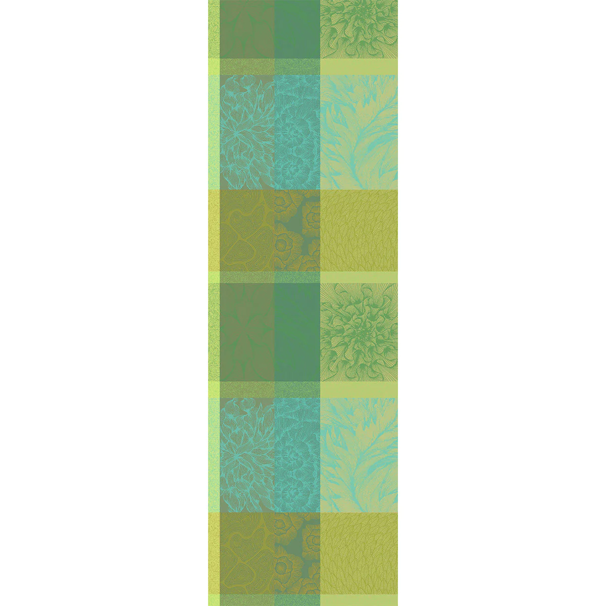 Chemin de table pur coton vert 55X180 Garnier Thiebaut