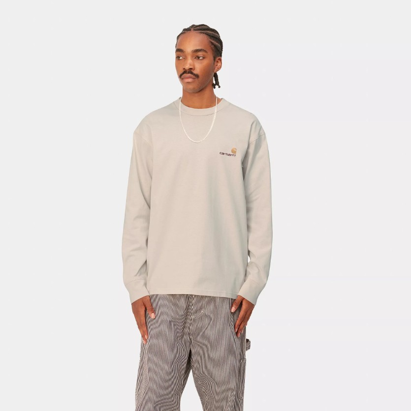 Carhartt WIP LS American Script T Shirt Natural