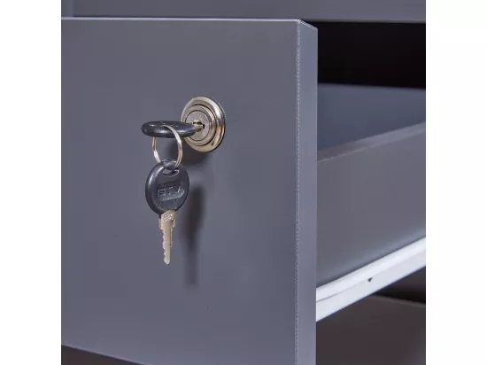 MARIO - Caisson Bureau Verrouillable 1 Porte 1 Tiroir Gris