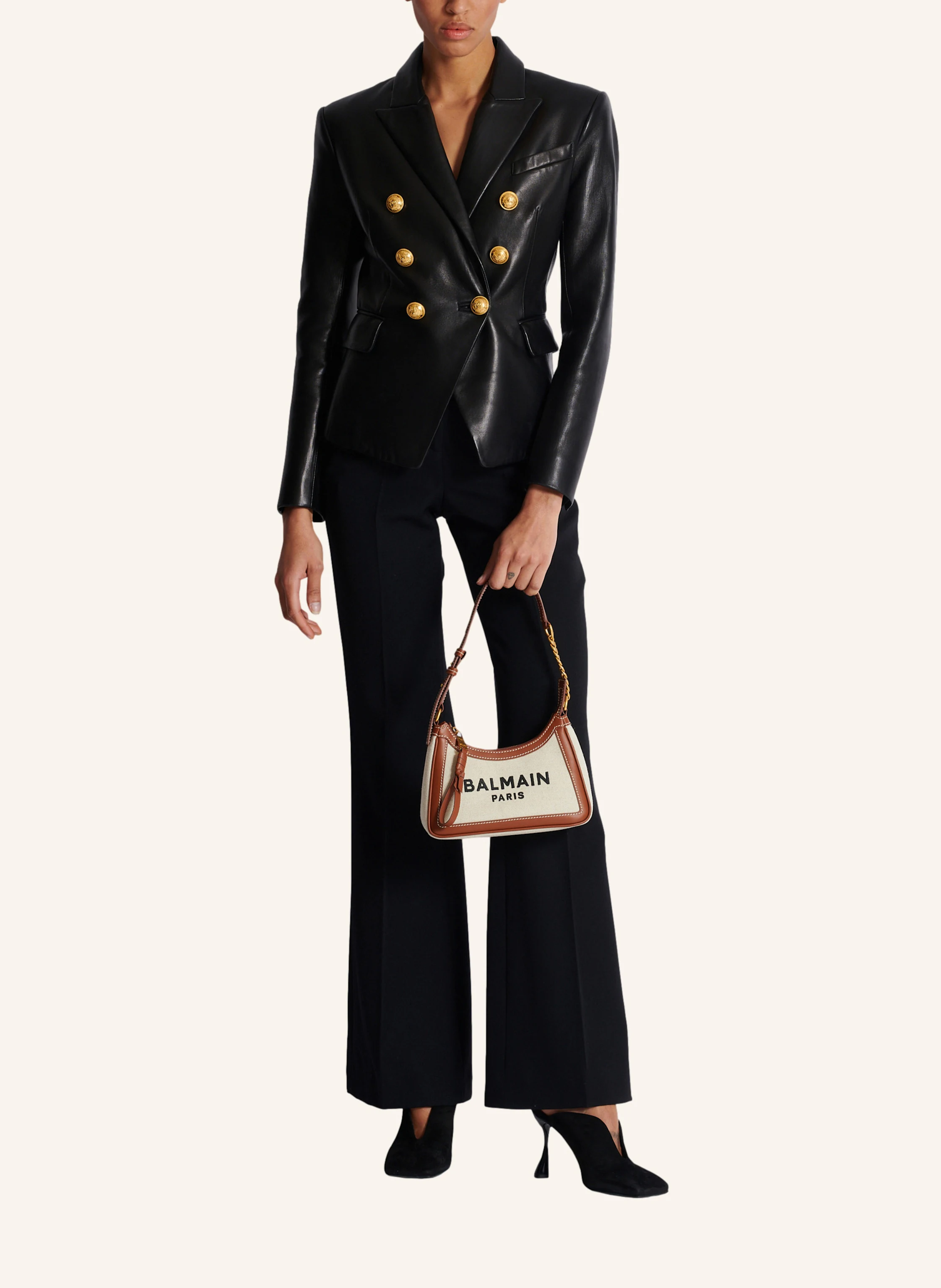 BALMAIN Tasche B-Army aus Canvas mit Ledereinsätzen