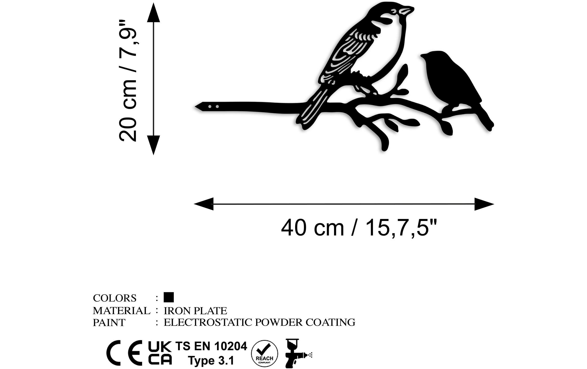 Gartenstecker Vogel auf Zweig 40 x 20 cmGartendekoration