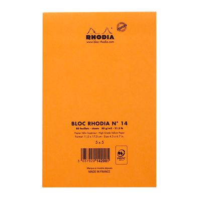 Rhodia - Bloc notes - 11 x 17 cm - petits carreaux - 80g