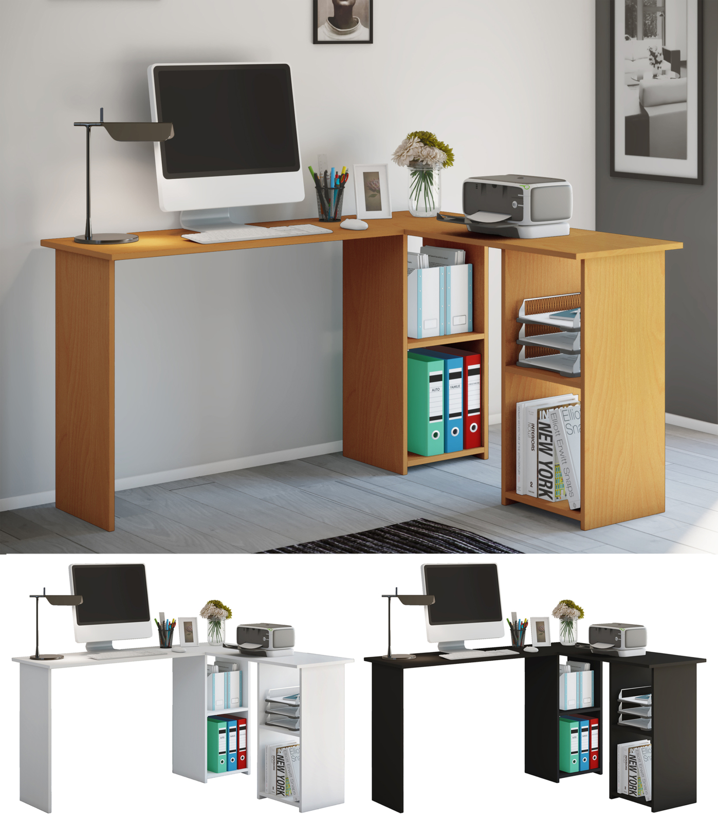 Schreibtisch LUSIAS- weiß - 136 cm breit