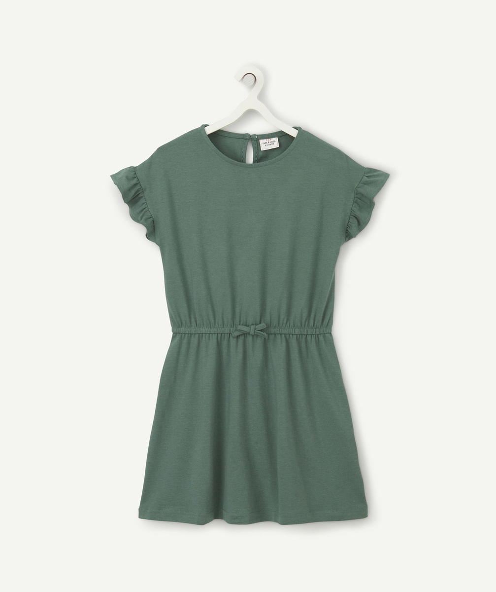 ROBE FILLE VERTE AVEC VOLANTS