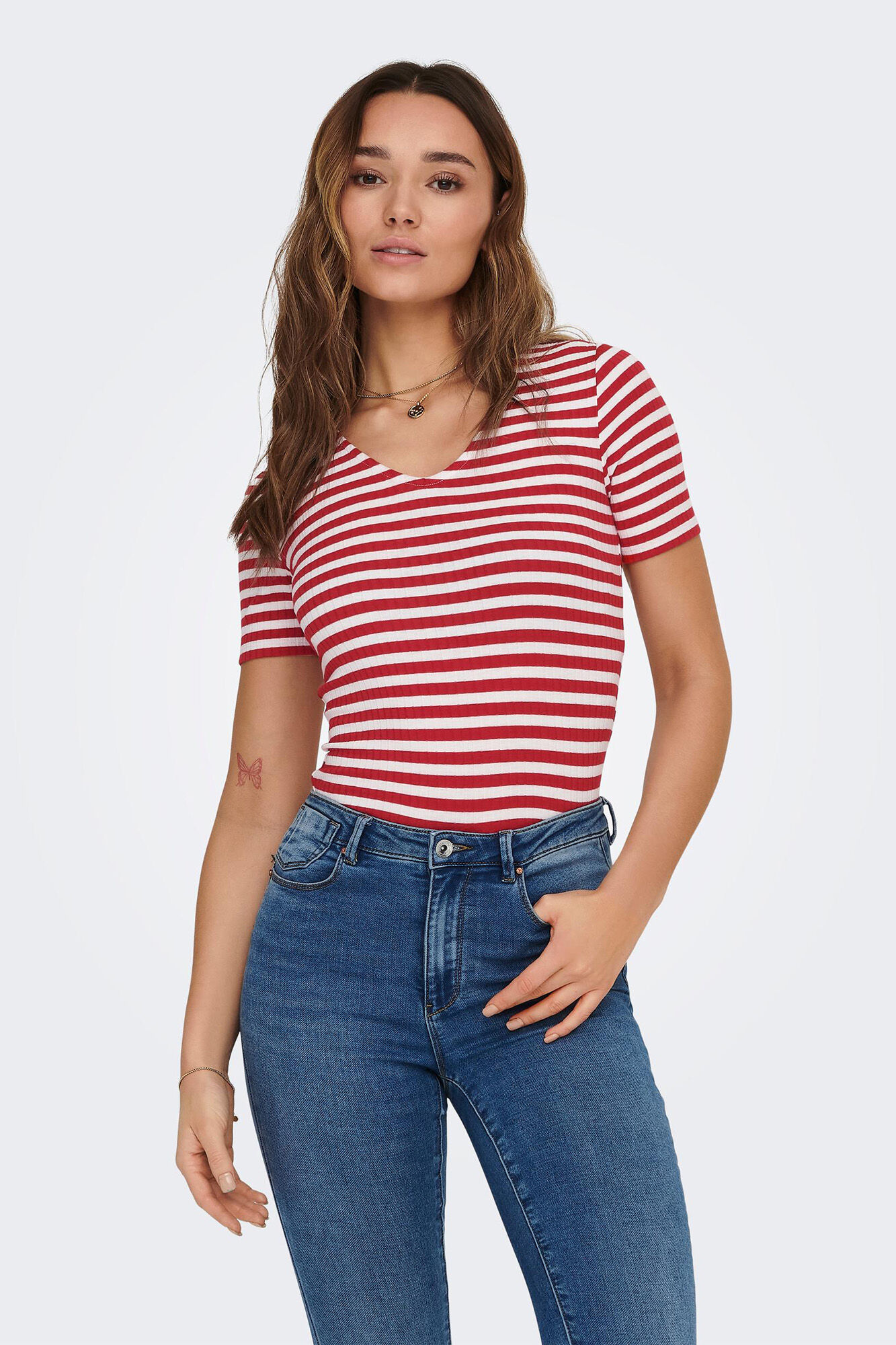 Blusa listrada de manga curta