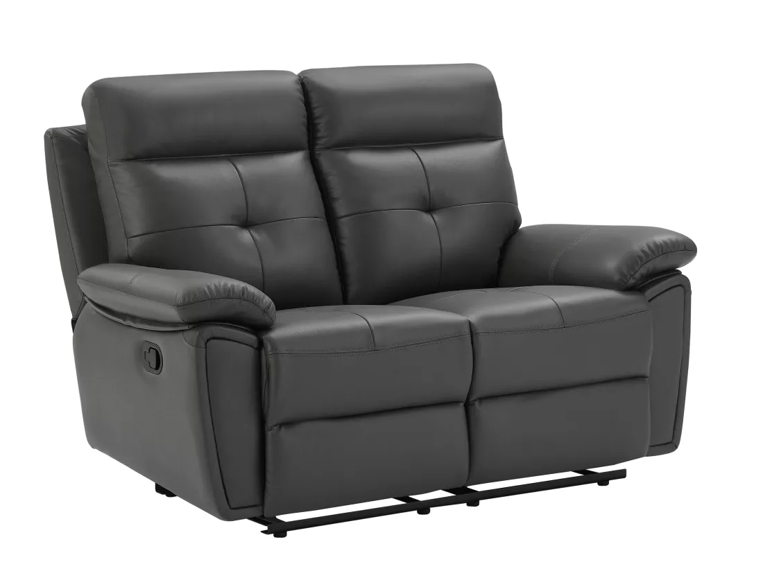 Canapés 3 places 2 places et un fauteuil relax en cuir gris VINETA
