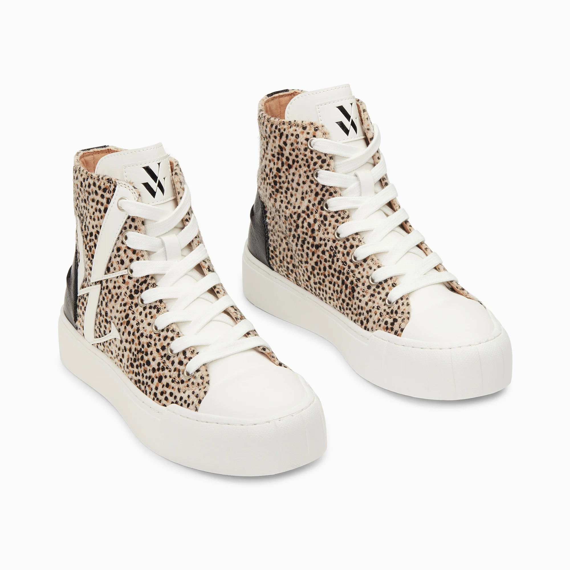 Sneakers-Baskets monogramme Pina montantes guépard effet poulain