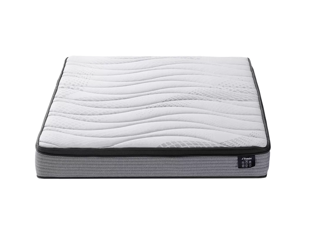 Ensemble 140 x 200 cm sommier coffre naturel clair + matelas ressorts ensachés et surmatelas intégré ép.25cm - ANYLA de YSMÉE