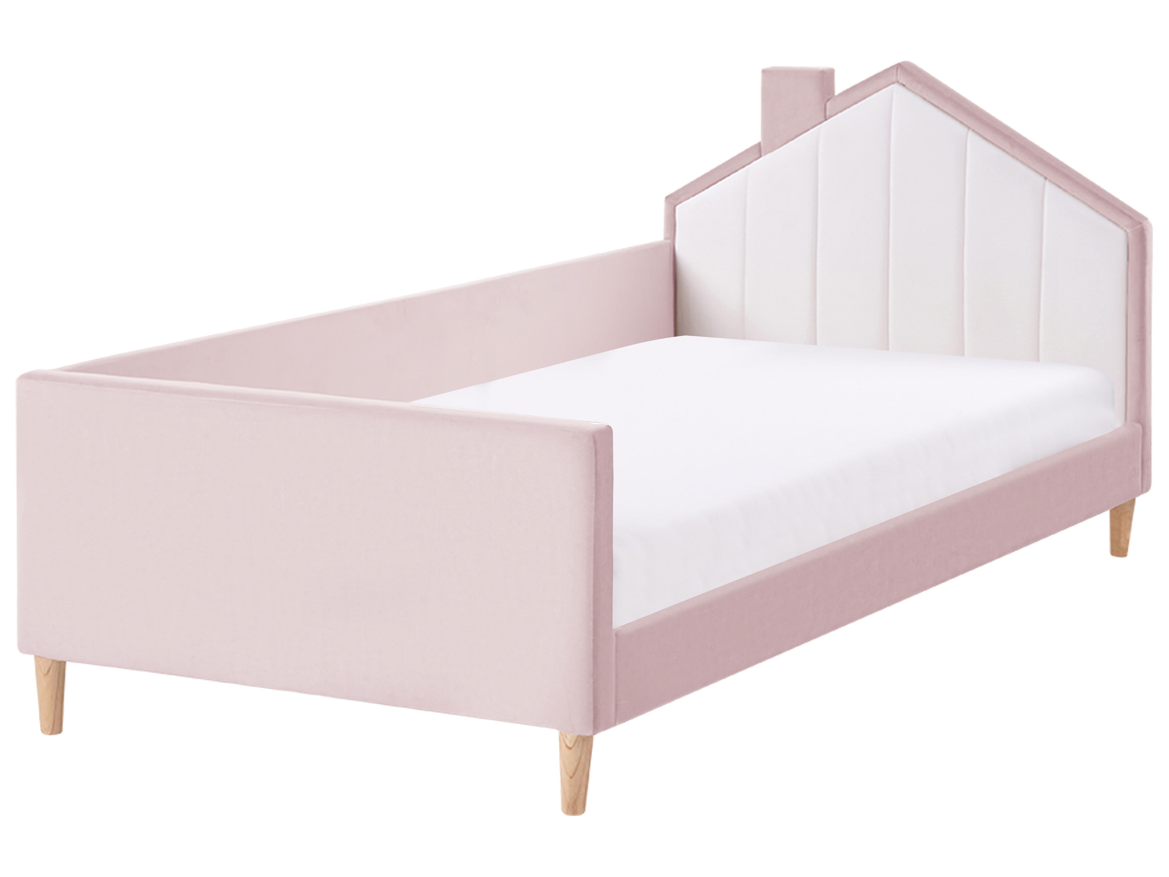 Kinderbed Huis Fluweel KERVAN 90 x 200 cm Roze