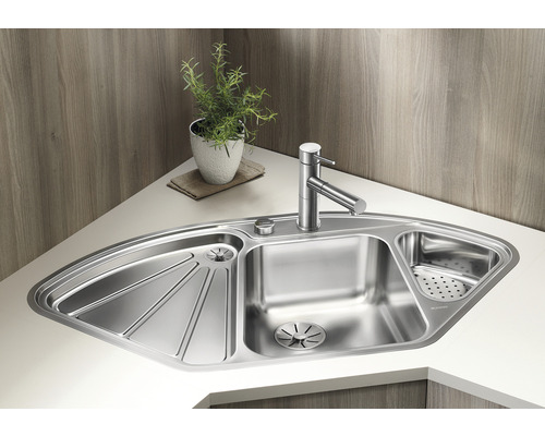 Blanco DELTA II-F spoelbak, 1056 x 575 mm, roestvrij staal, satijnen afwerking, 523667