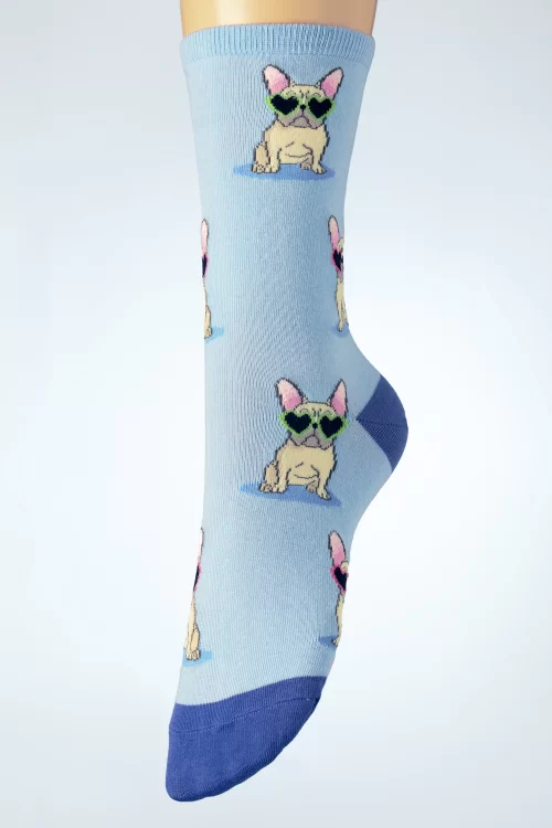 Socksmith Frenchie Fashion Sokken in lichtblauw