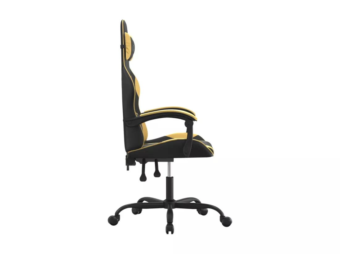 Chaise de jeu pivotante Noir et doré Similicuir