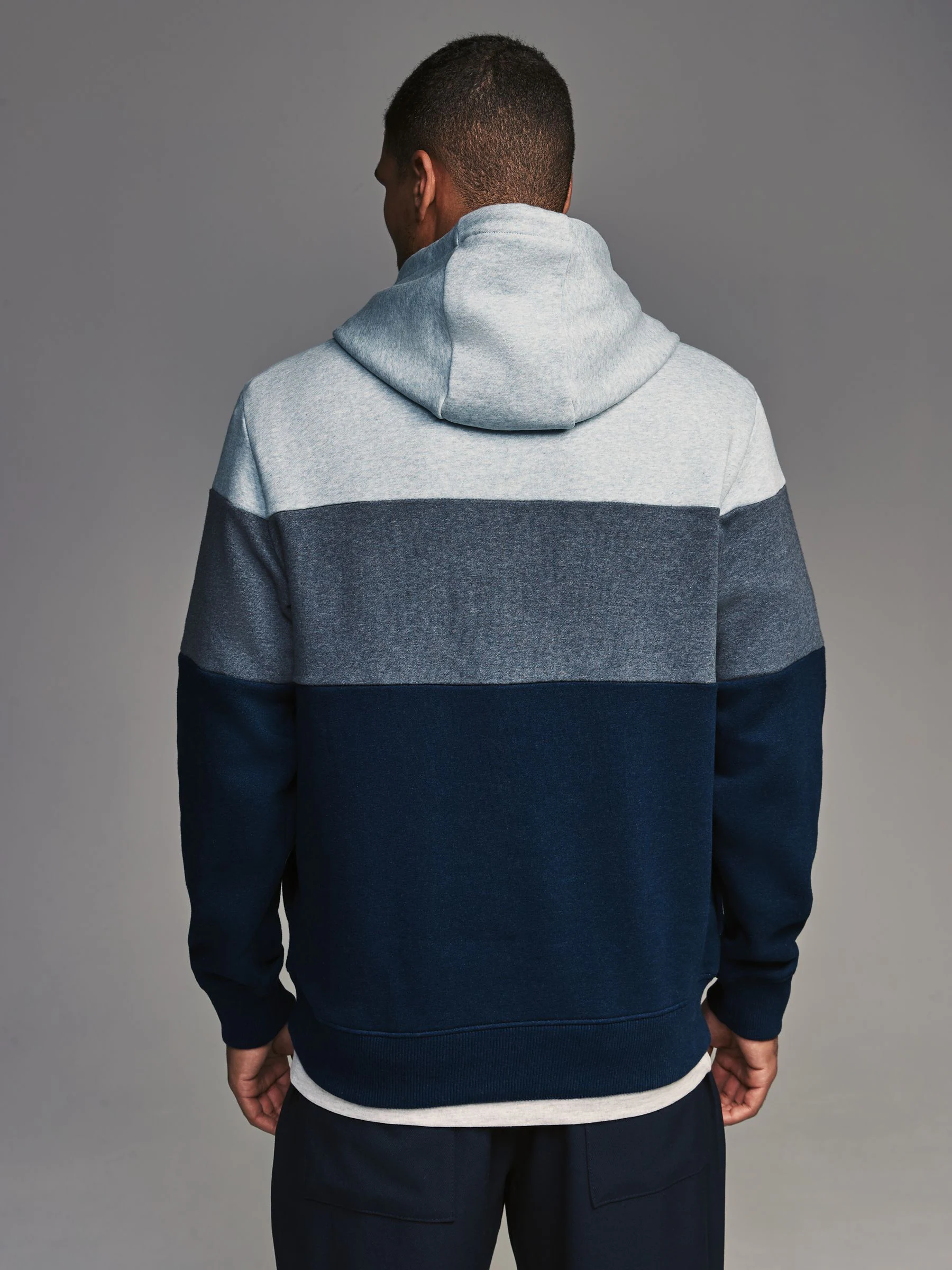 Blauw - Pullover-hoody - Sweatshirt met colourblocking