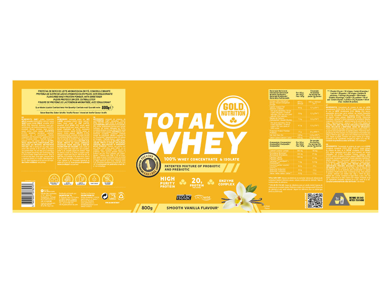 TOTAL WHEY GOLDNUTRITION BAUNILHA 800 G