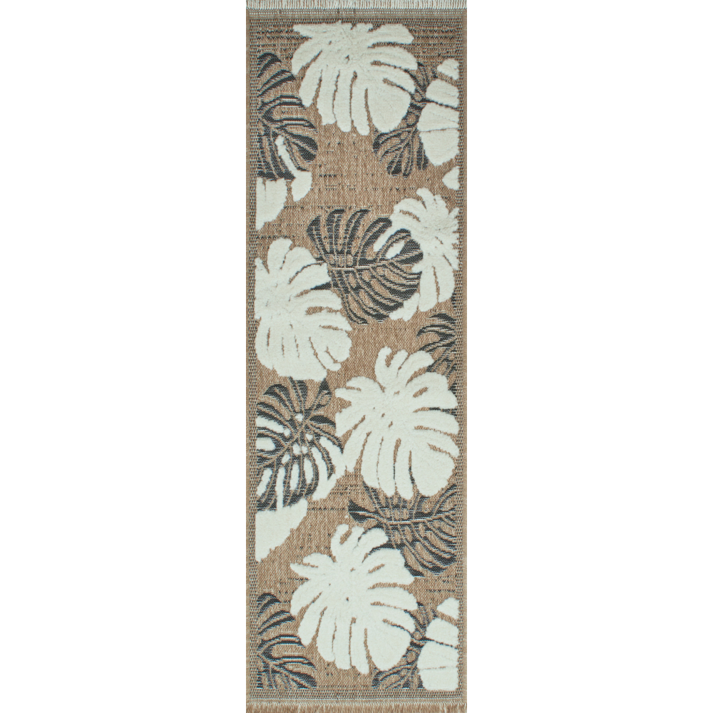 Tapis intérieur extérieur aspect jute noir tulum 9062 noir 290 x 200 cm