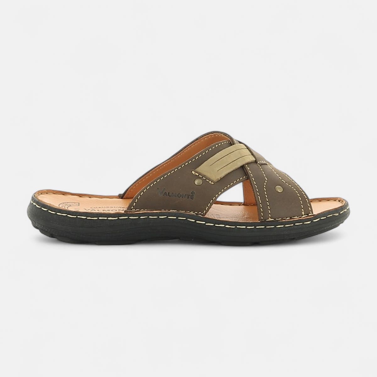 Nu-pieds Homme en cuir marron