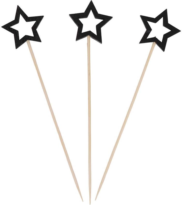 Senza cocktailprikkers Ster zwart 10 stuks