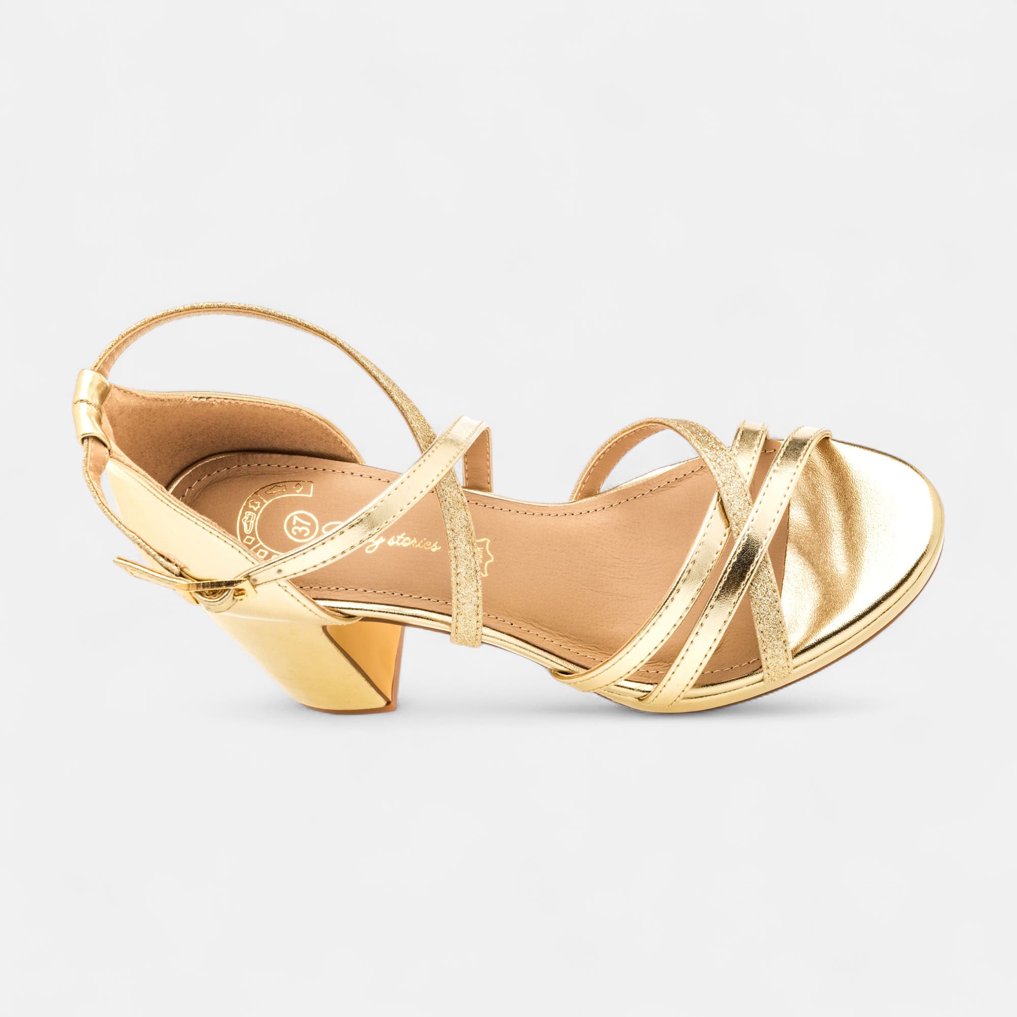 Nu-pieds à talon Femme or