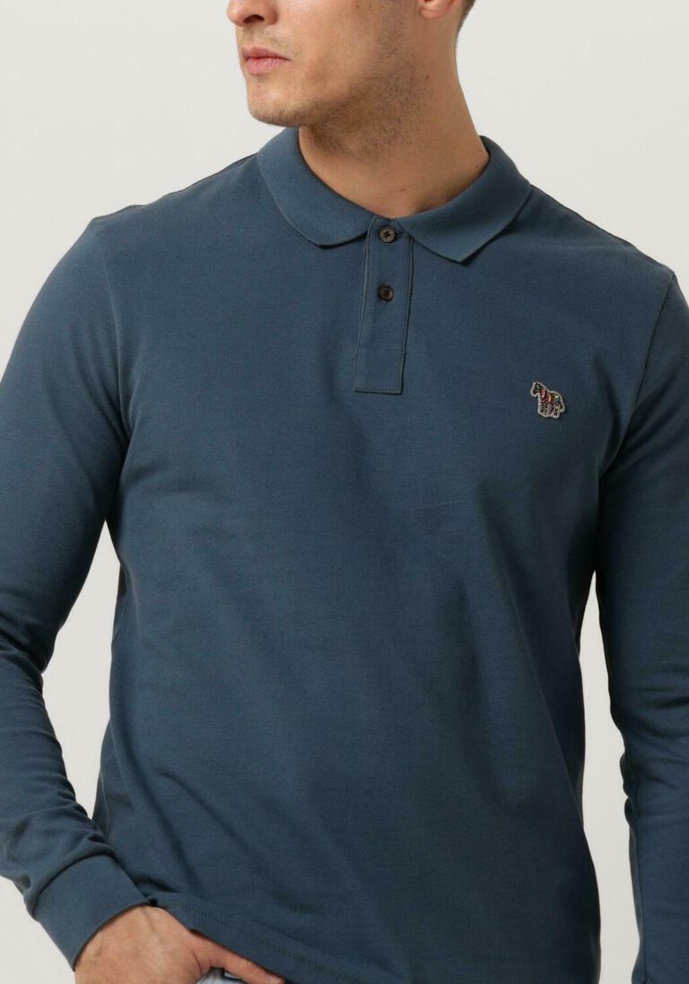 PS PAUL SMITH blauwe ps paul smith polo mens slim fit ls polo shirt zebra