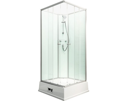 Complete douchecabine SCHULTE Korfu 94 x 110 x 215 cm aluminium-natuur inclusief boiler en pomp