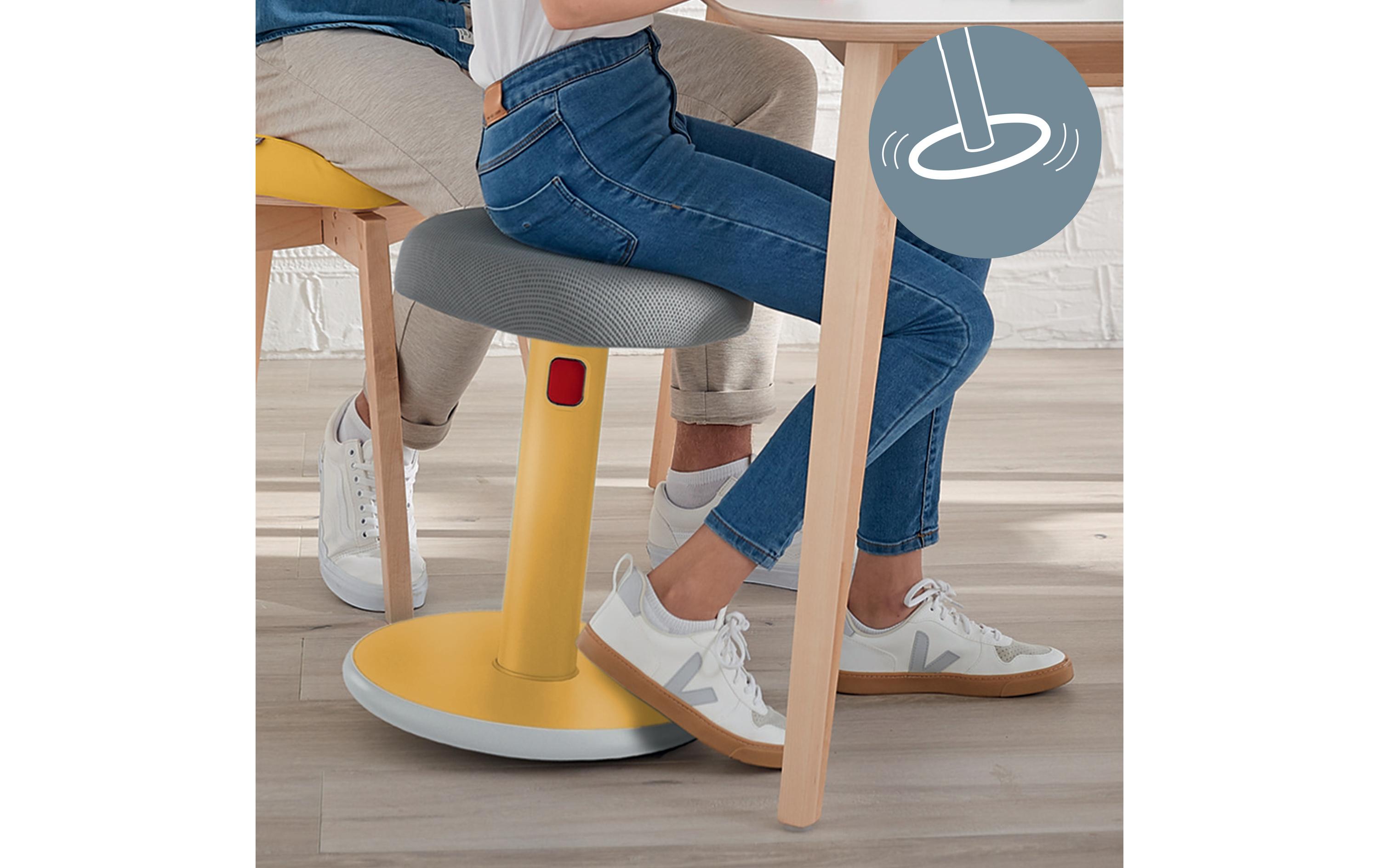 Ergo Cosy Active Sitz und Stehhocker Gelb<br>Höhenverstellbarer, ergonomischer Hocker zum Sitzen und Stehen für eine verbesserte Muskelaktivität und bessere Körperhaltung