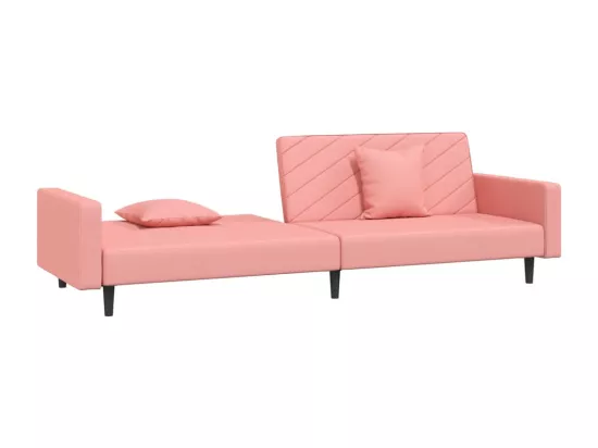 Canapé-lit à 2 places avec deux oreillers Rose Velours