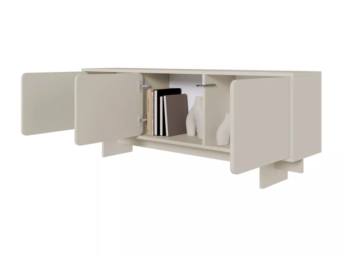 Meuble TV 3 portes - 150 cm - Grège - WUWU