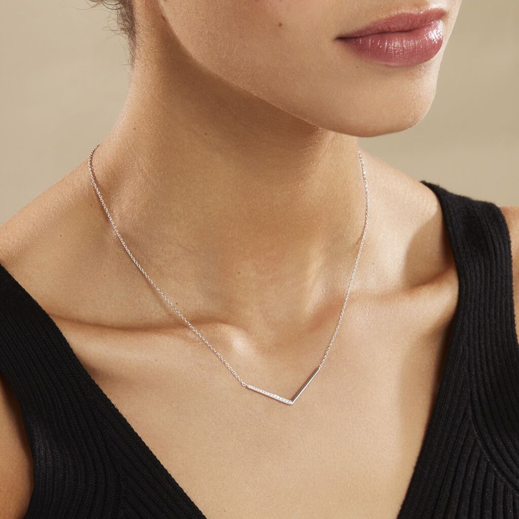 Collier Emea Argent Blanc Oxyde De Zirconium