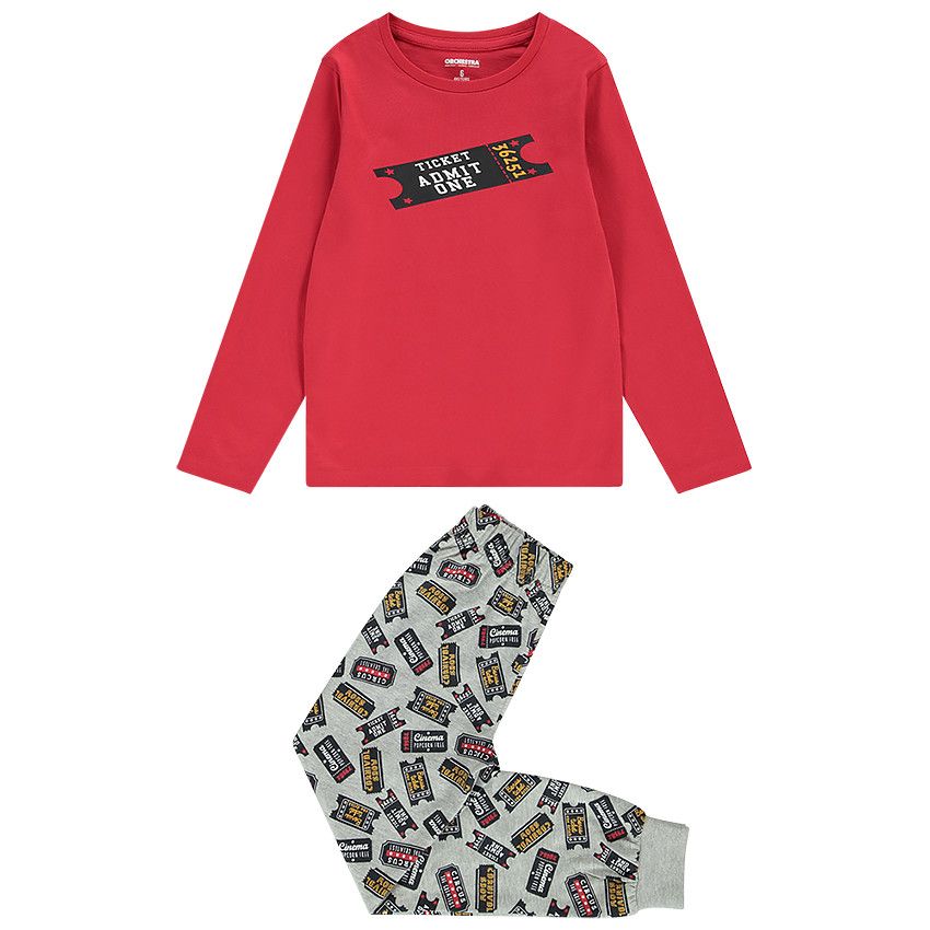 Pyjama 2 pièces manches longues print pour garçon - Rouge