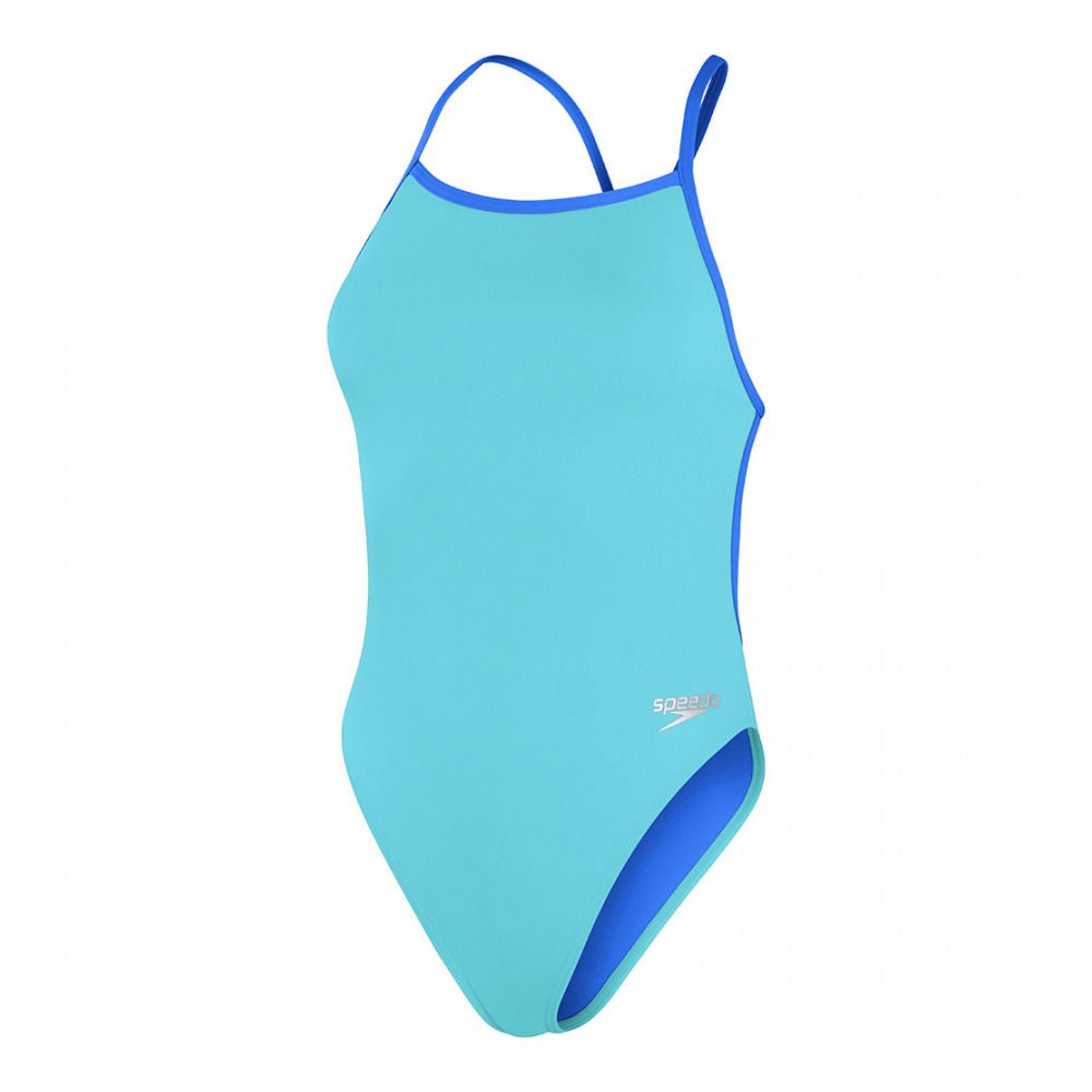 Speedo ECO+ SOLID VBACK - Maillot de bain 1 pièce Femme blue/blue