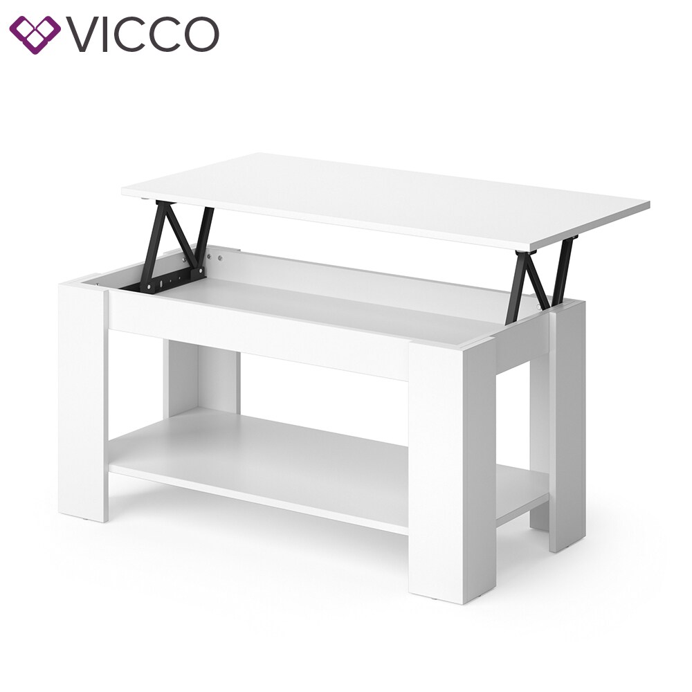 VICCO Couchtisch LORENZhöhenverstellbar Weiß Sofatisch Kaffetisch Wohnzimmer Tisch