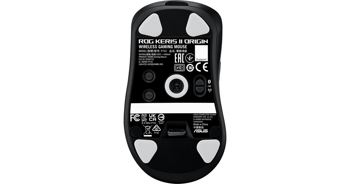 ASUSROG Keris II Origin Gaming Mouse  (Zwart, 42.000 dpi, RGB, USB, 2.4GHz, Bluetooth)