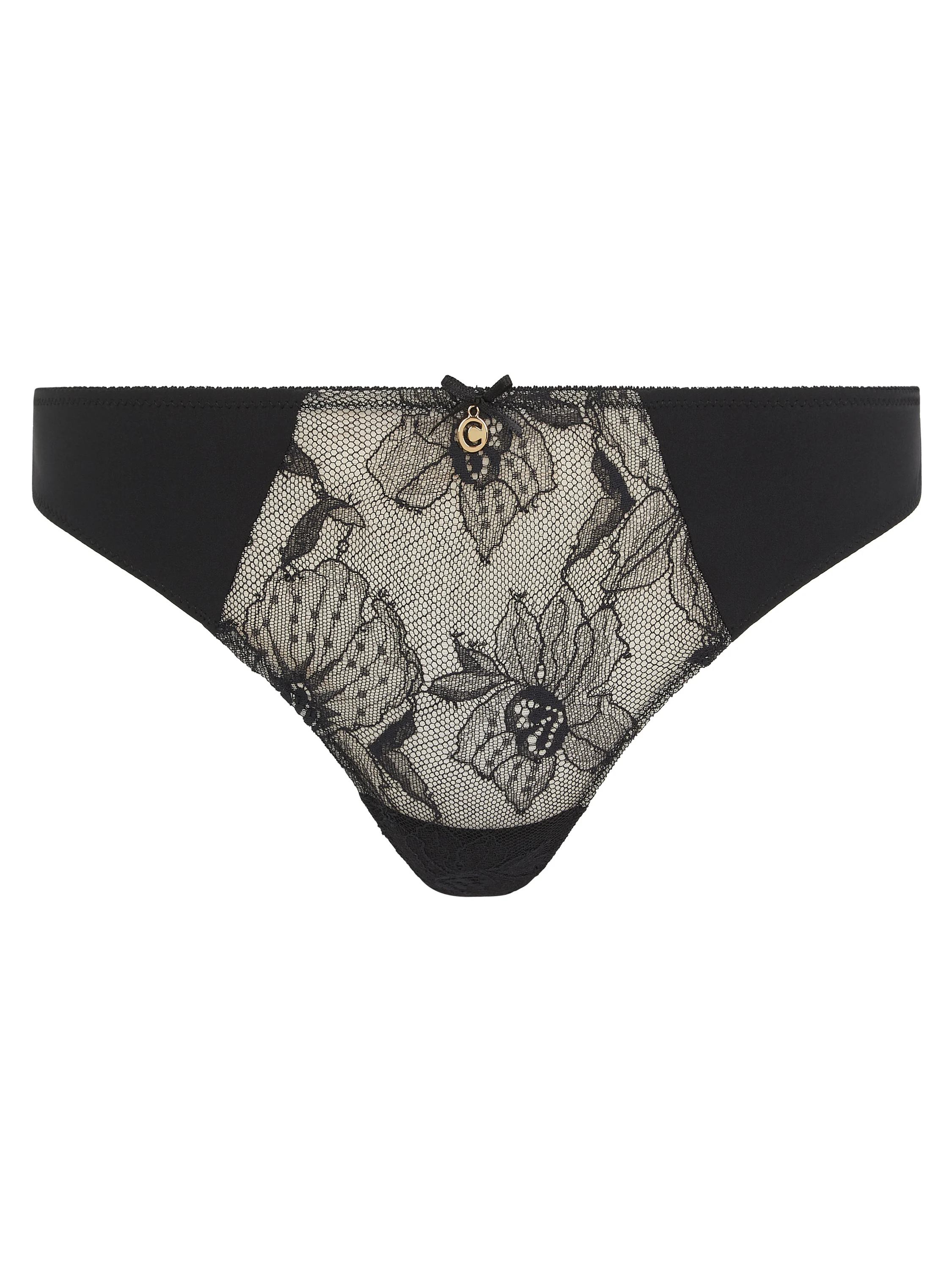 ORCHIDS - Tanga avec dentelle de leavers | Noir