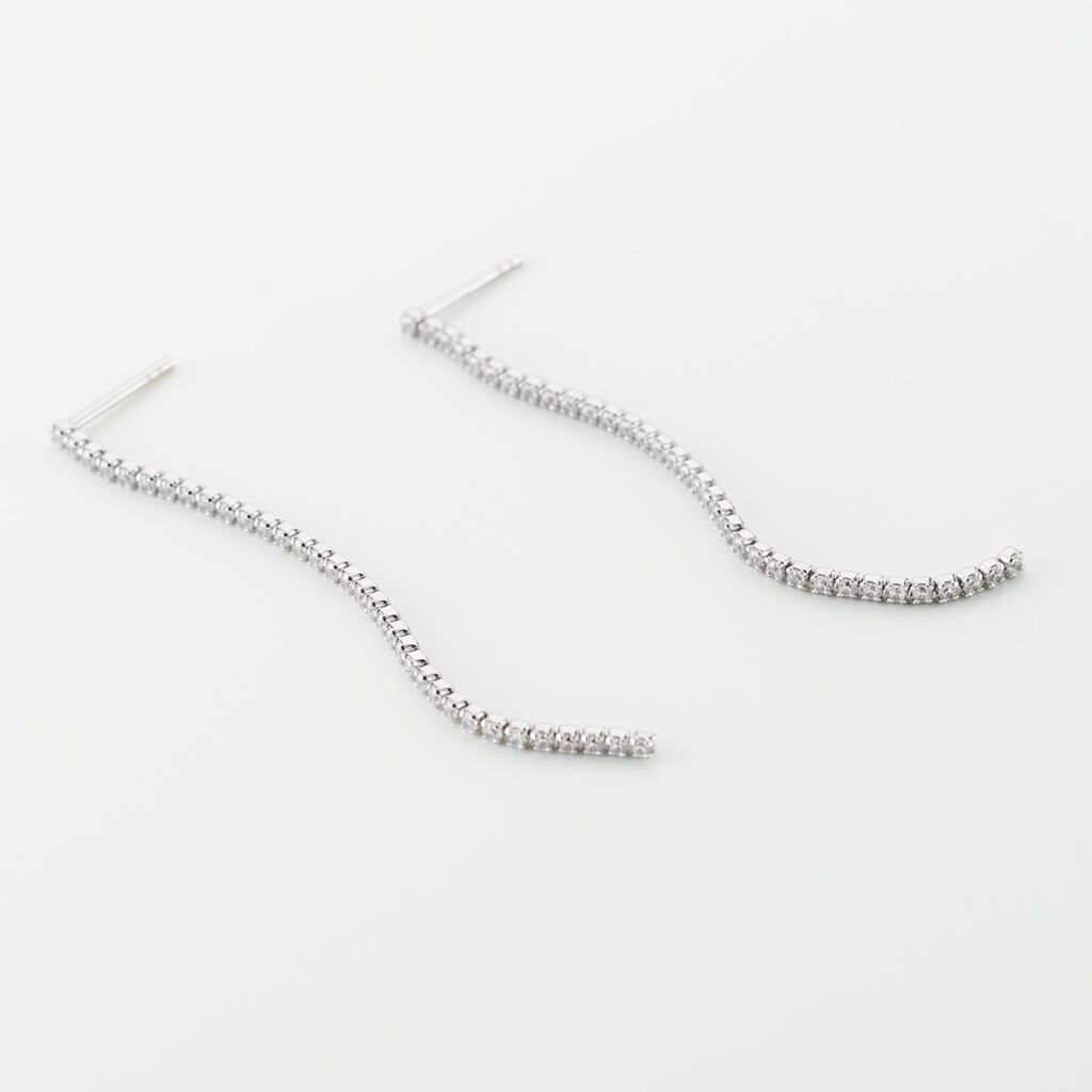 Boucles D'oreilles Pendantes Lou-anne Argent Blanc Oxyde De Zirconium