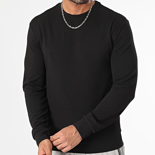 Sweat Crewneck Texturé Waffle 0543 Noir